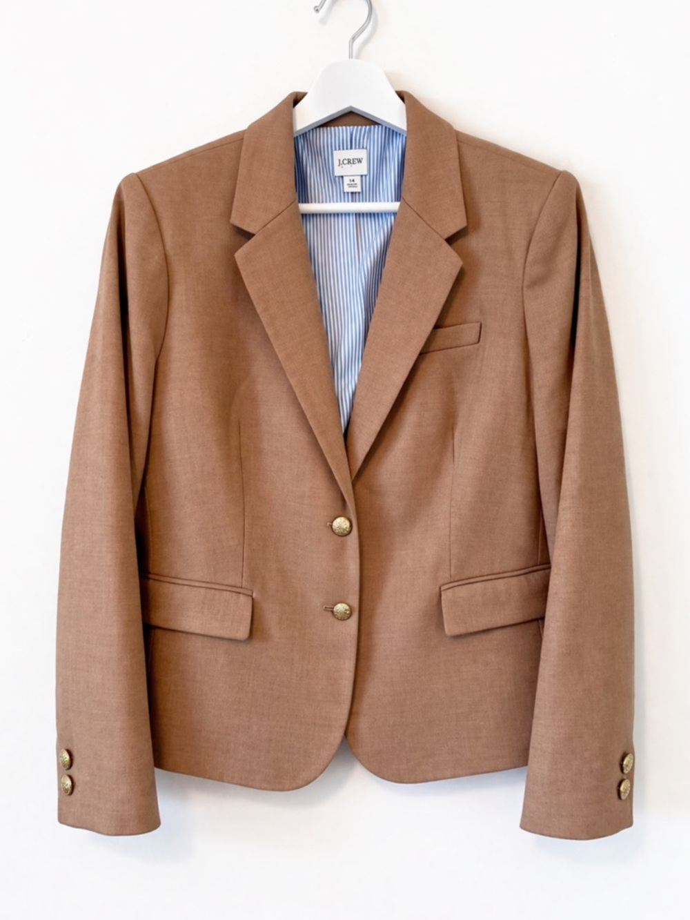 J.Crew Original Schoolboy Tailored Wool Blazer - Camel-Size 14 Career Preppy - Picture 5 of 9